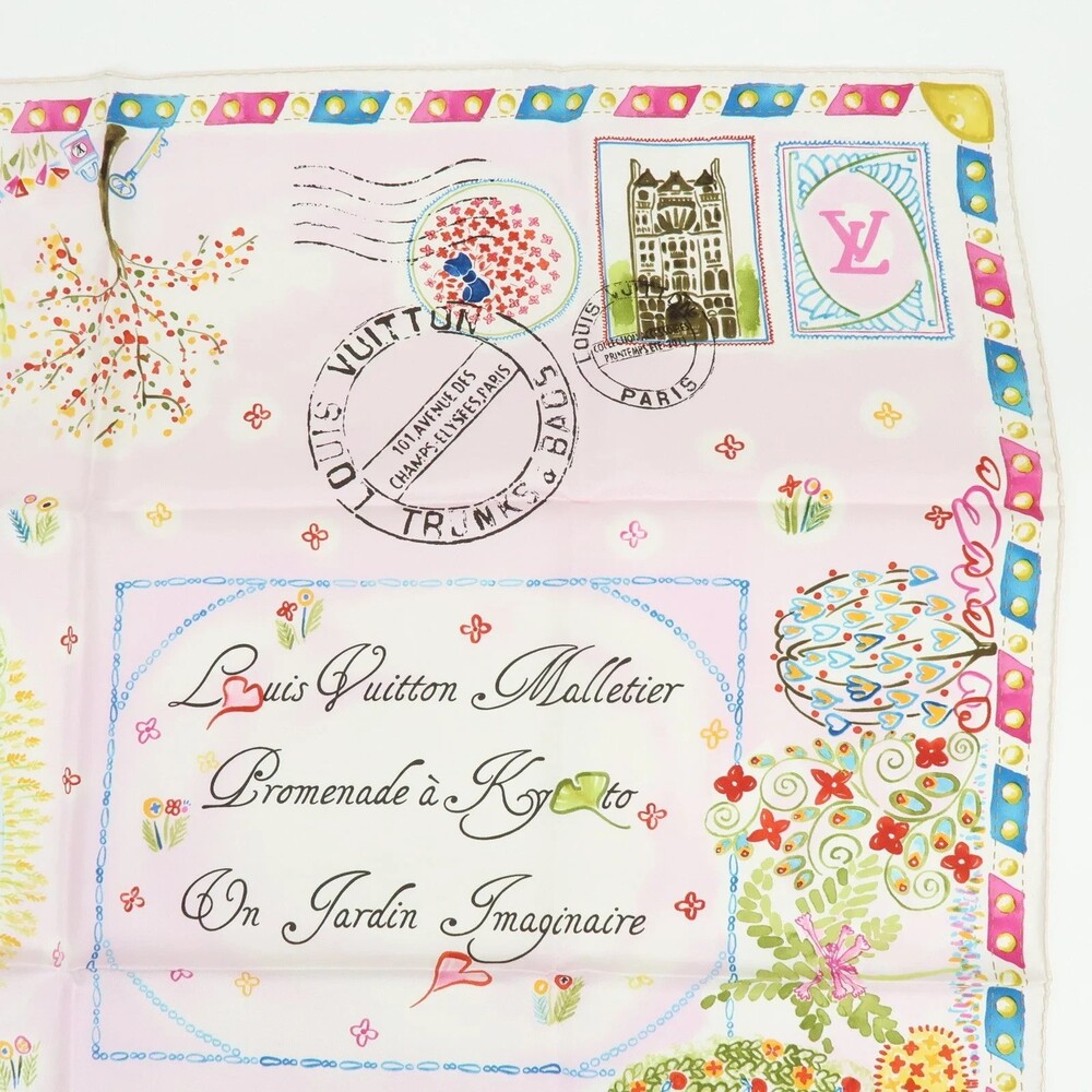 6835 - Louis Vuitton 100% Silk Scarf Voyage Autour De Ma Malle Promenade Kyoto P